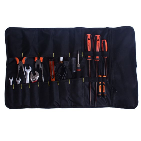 black Hense Large Wrench Roll Up Tool Roll Pouch Bag Big Tote Carrier Organizer Easy Storage /& Portable Best for Craftwork Handymen Repairmen HSZ-15-03