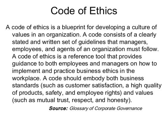 Professional Ethics and Codes of Conduct - code of conduct example Professional Ethics and Codes of Conduct - code of conduct example