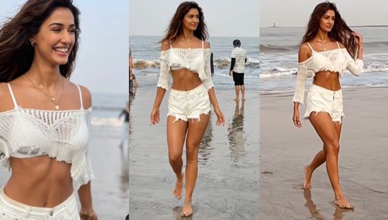 Actress Disha Patani always sets the temperatures soaring with her hot and stunning bikini looks. Her Instagram feed has some of her drool-worthy pics and videos. We all know how much Disha loves beaches and we have seen her sporting some really sexy bikinis or swimwear when she is on a vacation. The Malang actress shells out major fashion goals with her bikini pics. Today, the diva has posted a video of her from a beach where she was seen in a white bralette, sheer top and denim shorts of the s