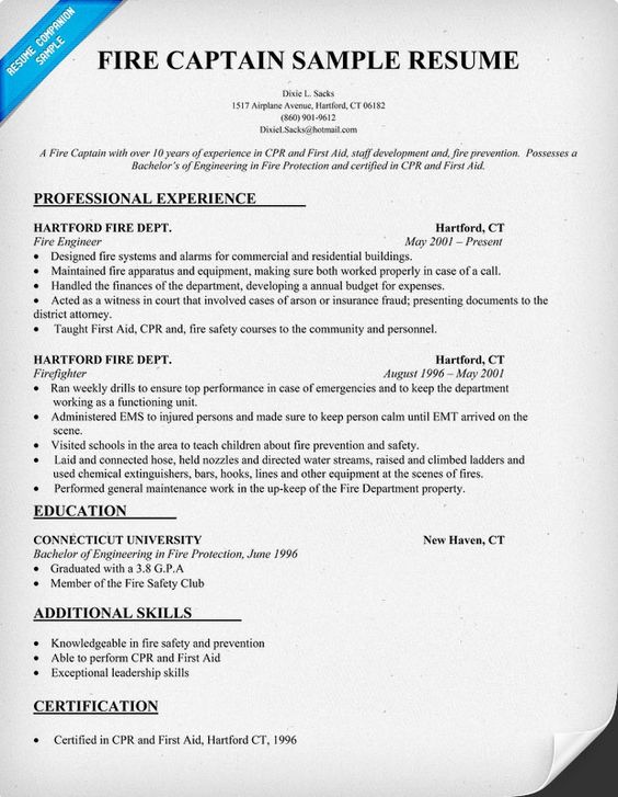 Fire Captain Resume Sample (http\/\/resumecompanion) Resume - environmental protection specialist sample resume Fire Captain Resume Sample (http\/\/resumecompanion) Resume - environmental protection specialist sample resume