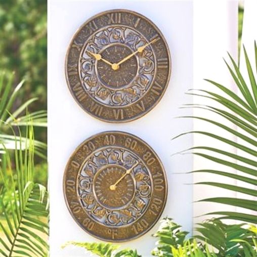 Cute Patio Outdoor Clock And Thermometer Layouts Source S Improvementalog Com 14 22 Copper Verdigris Out Wall Decor Outdoor Clock Wall Decor, Outdoor Wall Clock And Thermometer Set
