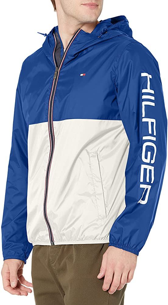 Tommy Hilfiger Men/'s Lightweight Active Water Resistant Hooded Rain Jacket