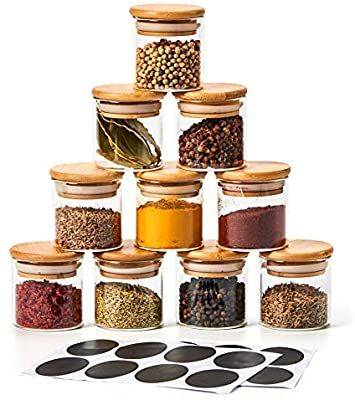 amazon com ezoware 10 bottles glass jar set extra small air tight canister storage containers with nat spice jars lids new fireplace mantel