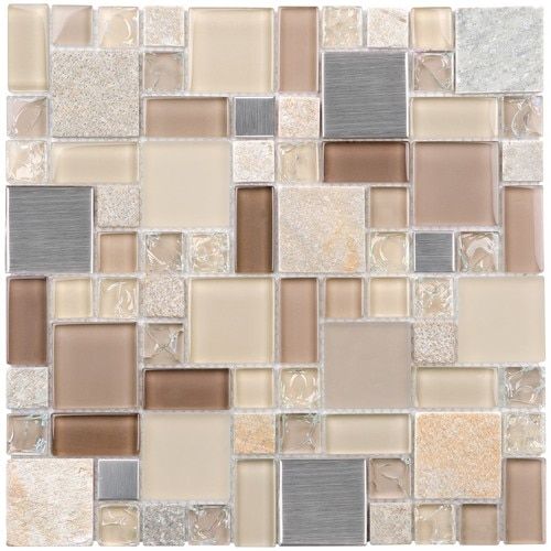 Three Elements Glass Mosaic Tile Combines Natural Stone Stainless Steel And Glass Tiles In Different Fi Mosaic Wall Tiles Glass Mosaic Tiles Slate Wall Tiles