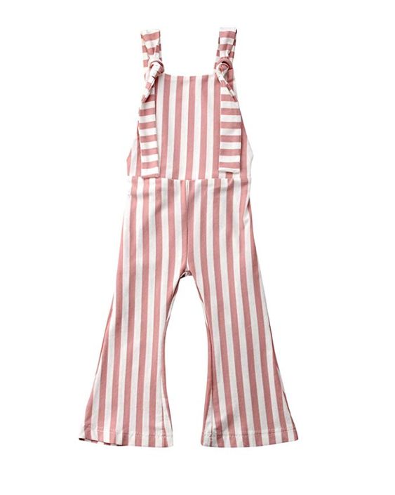 hujukuludusu Toddler Kids Baby Girl Bell-Bottom Stripes Jumpsuit Romper Overalls Pants Outfits