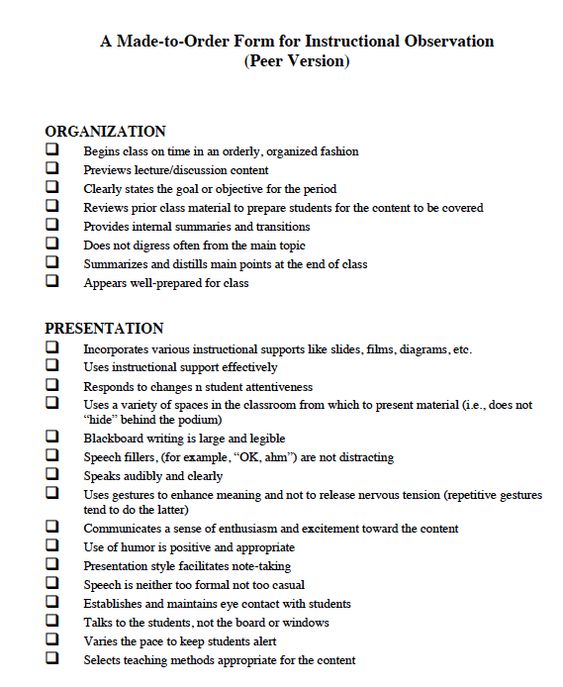 Peer to peer instructional observation form with detailed - peer evaluation form Peer to peer instructional observation form with detailed - peer evaluation form