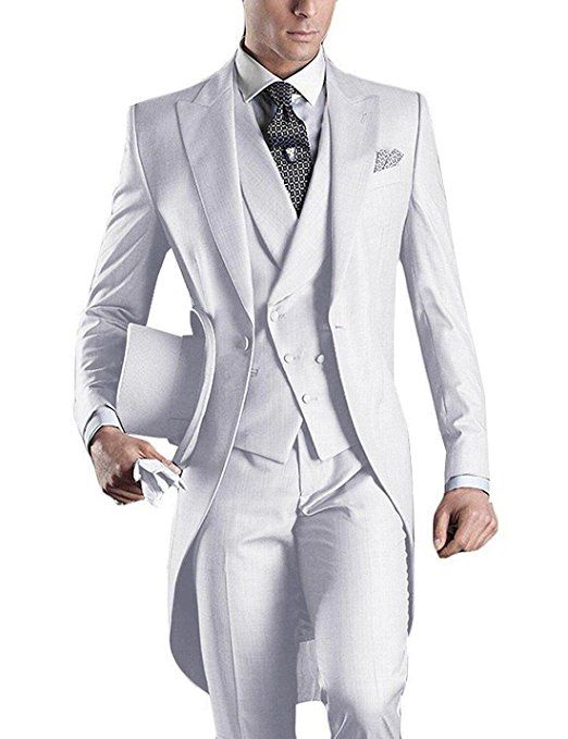 Mens Peak Lapel Classic Fit 3pc Tailcoat Suit Wedding Men Suit Groom Tudexo Party Suit