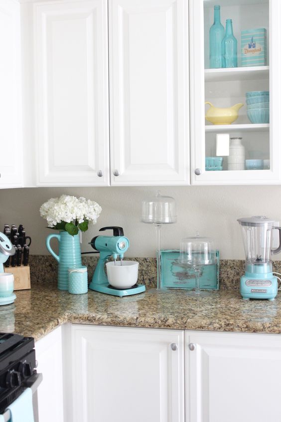 Breezy S Kitchen Finds Turquoise Kitchen Decor Blue Kitchen Decor Tiffany Blue Kitchen