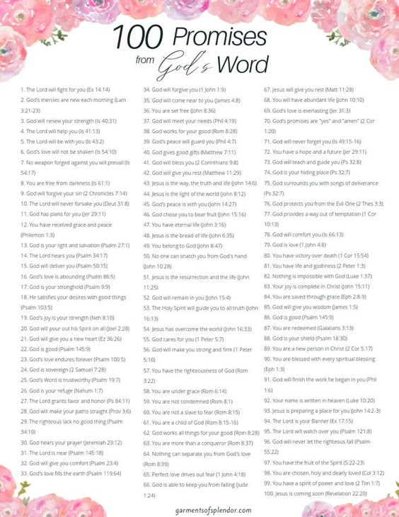 100 Promises of God to Remember Each Day (with free Printable) -