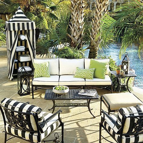 Positano Towel Cabana Ballard Designs Rust Proof Painted Aluminum Sunbrella Fabric 30 25 W X 2 Outdoor Decor Diy Patio Furniture Best Outdoor Decor Diy Patio Furniture, What Fabric Is Best For Patio Furniture