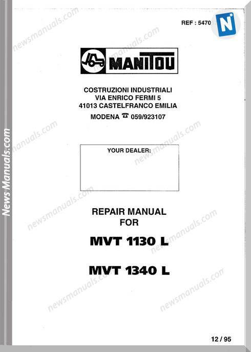 Manitou Mvt 1130l 1340l Repair Manual Repair Manuals Repair Manual