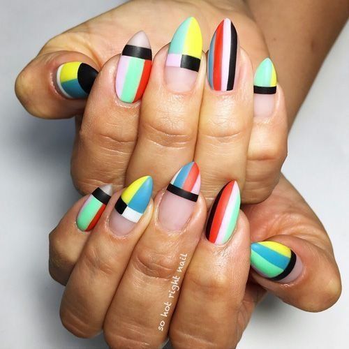 Color Blocking Nail Design With Images Color Block Nails