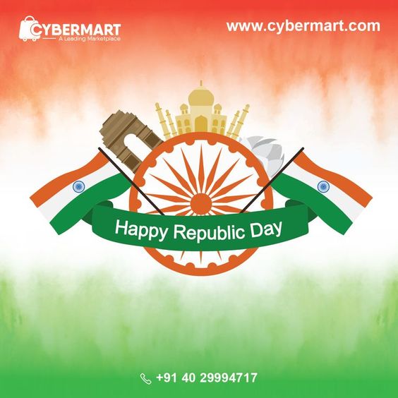 #CyberMart India Wishes you all a Very Happy Republic Day 2022! #HappyRepublicDay #RepublicDay #RepublicDayIndia #India #RepublicDay2022 #Nationalflag #Constitution #26January2022 #IndiaGotRepublic #JaiHind