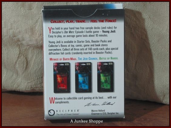 STAR WARS Young Jedi Collectible Card Game Promo Deck The Phantom Menace 1999 Junk 671 http://ajunkeeshoppe.blogspot.com/