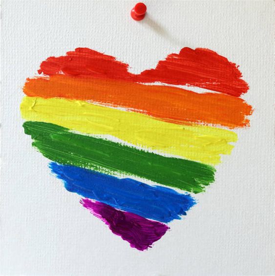 Gay lgbt flag painted rainbow heart stock photo