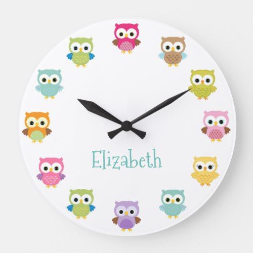 Colorful Owl Nursery Wall Clock Reloj Para Niños Relojes De Pared - Colorful Owl Wall Clocks Colorful Owl Nursery Wall Clock Reloj Para Niños Relojes De Pared - Colorful Owl Wall Clocks
