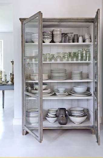 vintage cabinets for dish storage in the kitchen