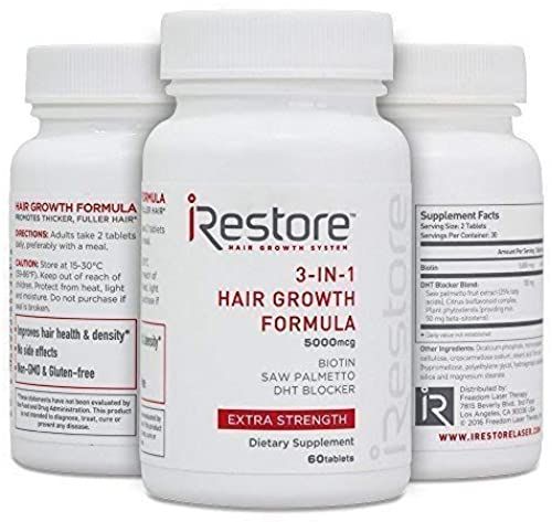 The perfect iRestore 3-in-1 Hair Growth Supplement with Biotin, DHT Blocker, Saw Palmetto, and… | Hair growth system, Anti hair loss shampoo, Hair growth supplement