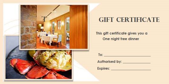 gift certificate dinner gift certificate template this certificate entitles the bearer to template