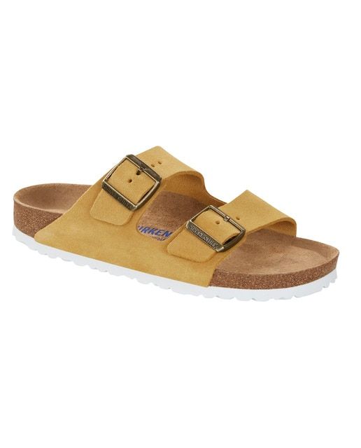 Birkenstock Sandalias Planas De Mujer Birkenstock De Ante En Color Mostaza Birkenstock Birkenstock Sandals Arizona Sandals