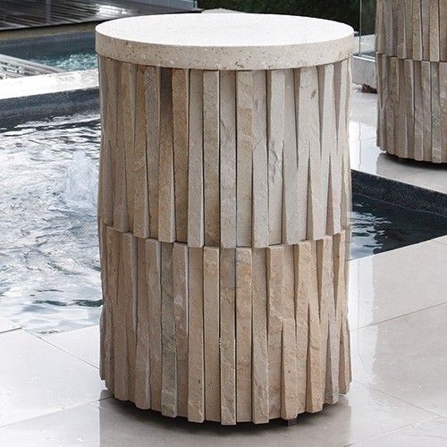 Global Views Round Teeter Totter Stone Table Candelabra Inc Top Side Outdoor Accent Round Teeter Totter Stone Table, Stone Top Outdoor Side Table