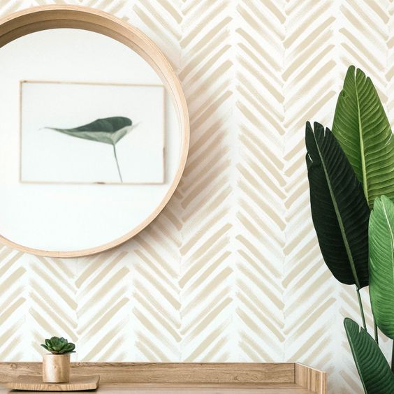 Warm Herringbone Brushstrokes Peel & Stick Wallpaper – MUSE Wall Studio