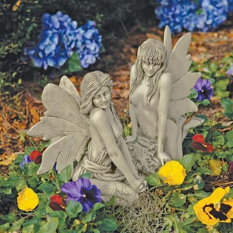 The Enchanted Garden Fairies Sculptures Set Of Two Fairy Statues Gnomes Statue - Enchanted Garden Lawn Statues The Enchanted Garden Fairies Sculptures Set Of Two Fairy Statues Gnomes Statue - Enchanted Garden Lawn Statues