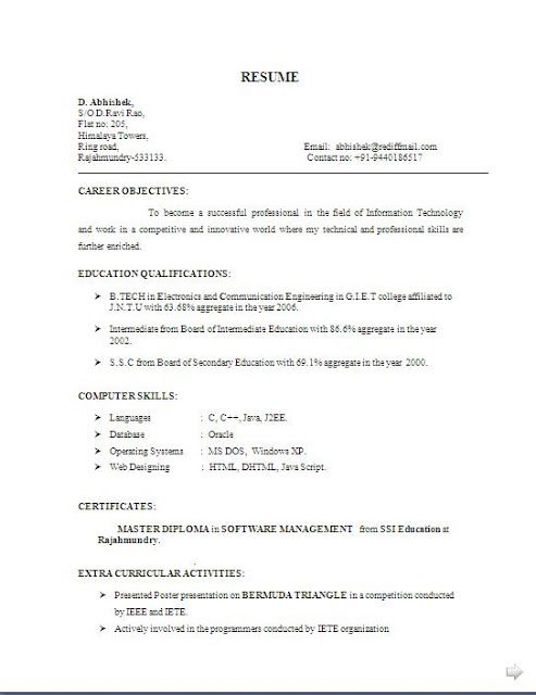 biodata and resume free download Sample Template Example of - ieee resume format biodata and resume free download Sample Template Example of - ieee resume format