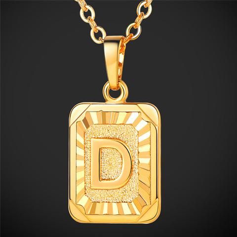 Initial Capital Letter D Necklace 18k Gold Plated Square Shape Personalized Jewelry For Women - Gold Initial D Pendant Necklace Initial Capital Letter D Necklace 18k Gold Plated Square Shape Personalized Jewelry For Women - Gold Initial D Pendant Necklace