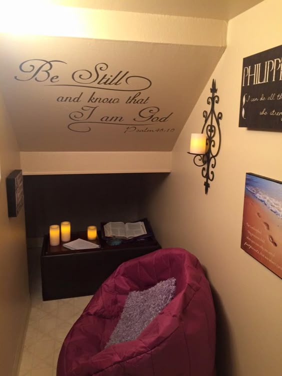 War room / Prayer room. Converted the space under our stairs into a prayer room.