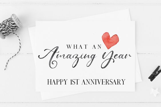 Beautiful \'What an Amazing Year Happy 1st Anniversary\' Anniversary card by Purple Hare Creations. I can alter the card to suit any occasion, so if you would like it personalised in any way please leave a note at checkout or just drop me a message. Our cards are no longer wrapped in plastic to help reduce our impact on the environment and are posted in a board backed envelope to protect the card. Size Approx. A6 (148 x 105) Card when Folded. - Digitally printed with high quality ink on 300gsm - 3