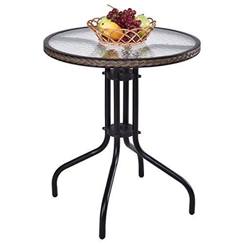 24 Patio Furniture Glass Top Round Table Durable Metal Weather Resistant Homeideas Dining In Kitchen Modern Deals 24 Patio Furniture Glass Top, Small Round Glass Top Garden Table