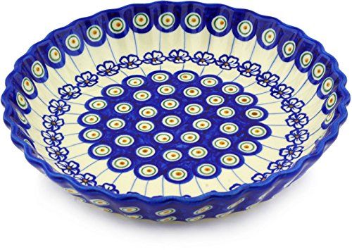 Polmedia Polish Pottery 10 Inch Stoneware Fluted Pie Dish H0835f Hand Painted From Km In Boleslawiec Poland Shape S181c 0 Polish Pottery Pie Plate Boleslawiec