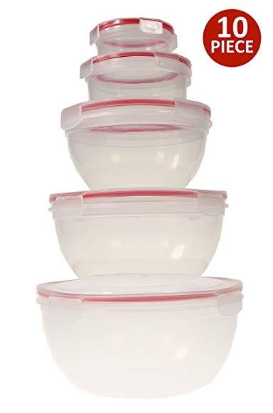 Handi Ware 10 Piece Mixing Bowl Set Leak Resistant Snap Lids Bpa Free Freezer Safe Dishwasher Microwave Bowls Handi Ware 10 Piece Mixing Bowl Set