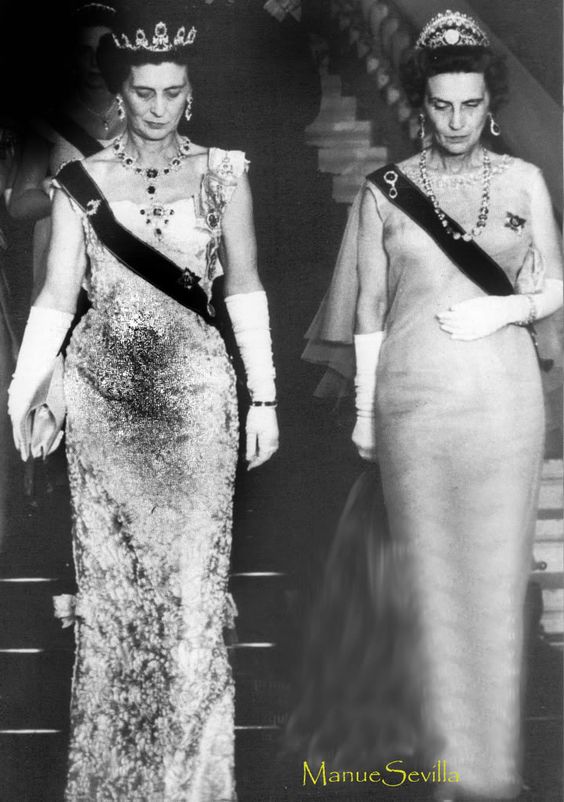 Princess Olga of Yugoslavia with her sister, Princess Marina, the Duchess of Kent. The sisters were born princesses of Greece and Denmark. They were first cousins of Prince Phillip's father.