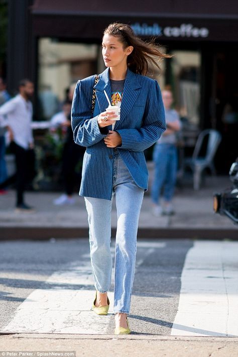 Gorgeous: Bella Hadid, 21, was a cosmopolitan stunner in NYC Sunday as she was snapped sna...