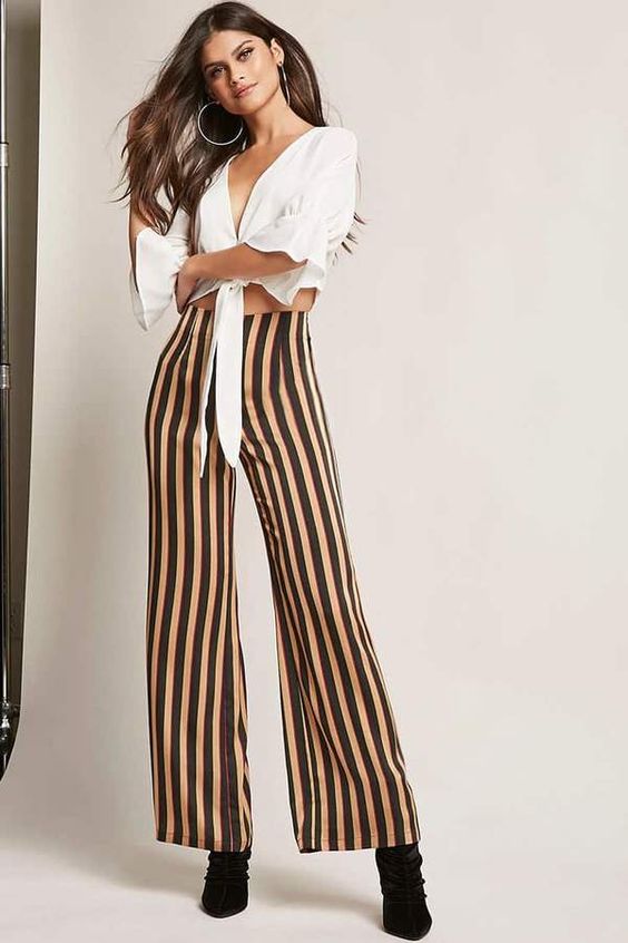 FOREVER 21 Multi-Stripe Palazzo Pants