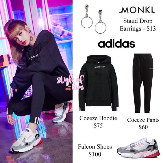 Lisa x Adidas 🌻 ⠀⠀ ⠀⠀⠀⠀⠀⠀⠀⠀⠀ — Lisa wears @monki staud drop earrings and @adidas coeeze hoodie, coeeze pants and falcon shoes Tota