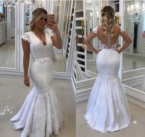 Stylish Mermaid Wedding Dress Lace Wedding Dresses With