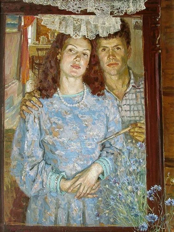 Чайников Григорий Леонтьевич (1960-2008) «Васильки цветут. Автопортрет с женой» 1992