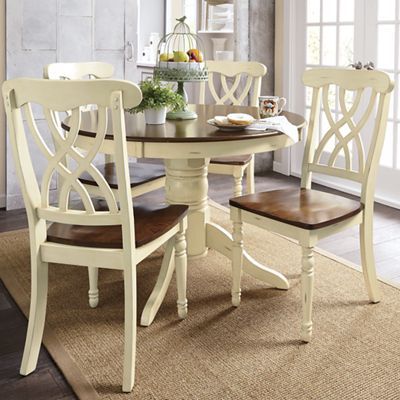 Imbuia And Cream Distressed With Antiquing Dining Furniture Sets Round Table Round Dining Table, Distressed Round Kitchen Table Set