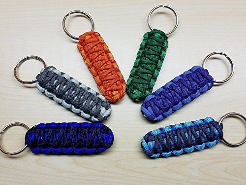 Car Key Chain Gray White Braided Paracord Survival Keychain