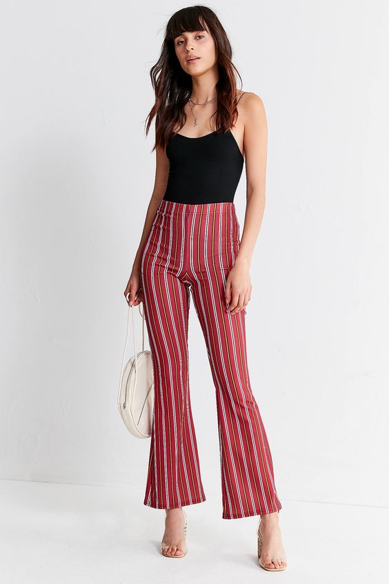 UO Striped Jersey Flare Pant | Urban Outfitters