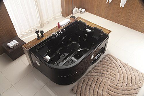 Two Person Jetted Massage Hydrotherapy Black Corner Tub With Bluetooth Model 52ab Whirlpool Hot Tub Whirlpool Bathtub Indoor Hot Tub