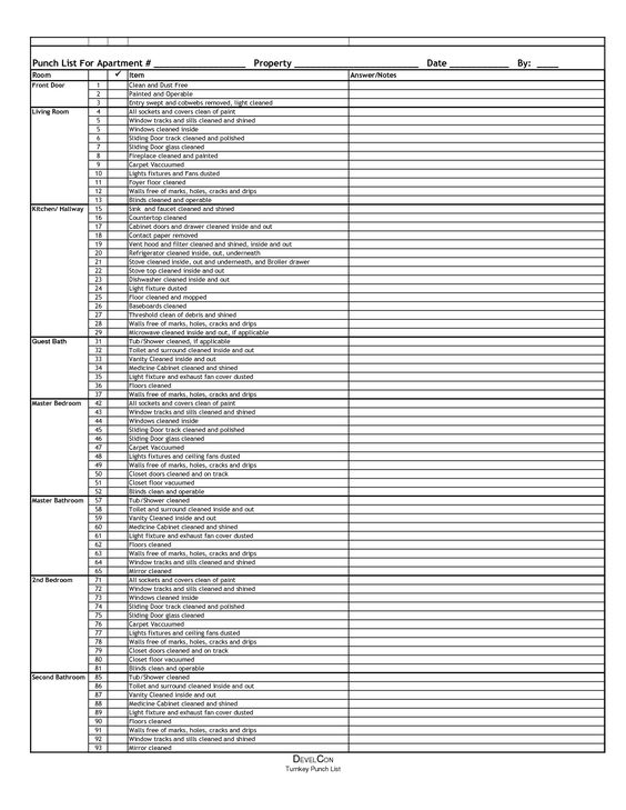 apartment punch list template apartment decorating ideas punch list format excel