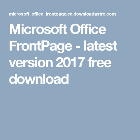 ms frontpage 2007 free download