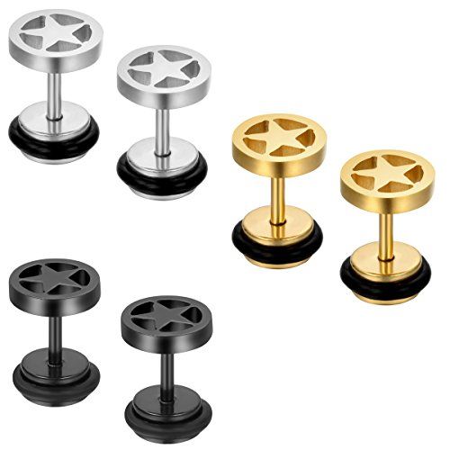 Silber Gold Schwarz Davidsstern Edelstahl Ohrstecker Ohrringe 3 Paar Silber Gold Schwarz Davidsstern Edelstahl Ohrstecker Ohrringe 3 Paar