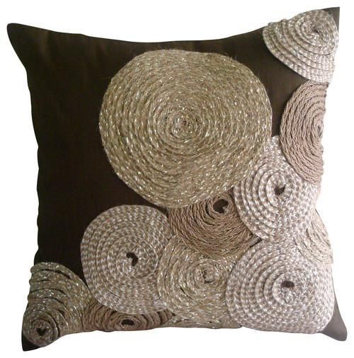 Brown Art Silk Throw Pillow Cover Art Silk Throw Pillow Cover