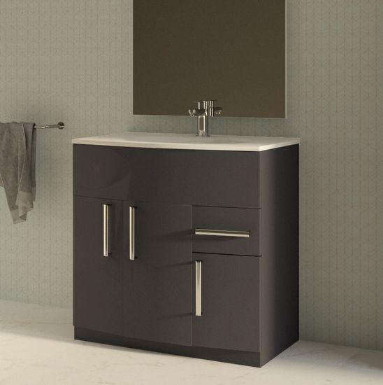Mobile Bagno Licra Cm 80 Antracite Con 3 Ante E 1 Cassetto Mobile Bagno Bagno Mobile