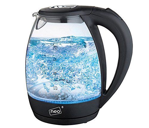 Blue LED Illuminated Electric Glass Neo 1.7L Colour Changing Rainbow Effect